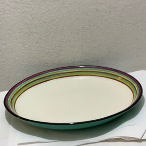 CLAY ART HAND PAINTED STONELITE Hibiscus 17.5”x14” oval large plate